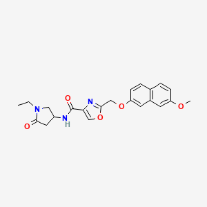 molecular formula C22H23N3O5 B5929523 N-(1-ethyl-5-oxopyrrolidin-3-yl)-2-{[(7-methoxy-2-naphthyl)oxy]methyl}-1,3-oxazole-4-carboxamide 