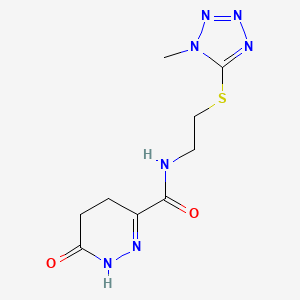 molecular formula C9H13N7O2S B5929603 N-{2-[(1-methyl-1H-tetrazol-5-yl)thio]ethyl}-6-oxo-1,4,5,6-tetrahydropyridazine-3-carboxamide 