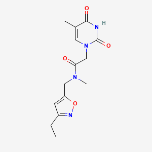molecular formula C14H18N4O4 B5929611 N-[(3-ethylisoxazol-5-yl)methyl]-N-methyl-2-(5-methyl-2,4-dioxo-3,4-dihydropyrimidin-1(2H)-yl)acetamide 