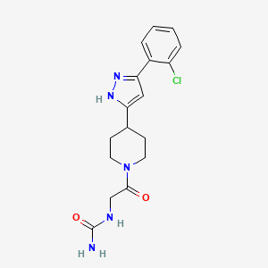 molecular formula C17H20ClN5O2 B5929670 N-(2-{4-[3-(2-chlorophenyl)-1H-pyrazol-5-yl]piperidin-1-yl}-2-oxoethyl)urea 
