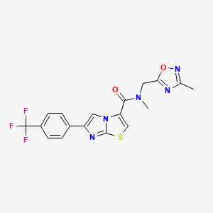 molecular formula C18H14F3N5O2S B5929711 N-methyl-N-[(3-methyl-1,2,4-oxadiazol-5-yl)methyl]-6-[4-(trifluoromethyl)phenyl]imidazo[2,1-b][1,3]thiazole-3-carboxamide 