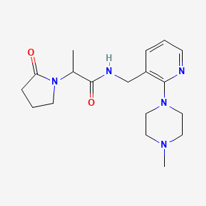 molecular formula C18H27N5O2 B5929881 N-{[2-(4-methylpiperazin-1-yl)pyridin-3-yl]methyl}-2-(2-oxopyrrolidin-1-yl)propanamide 