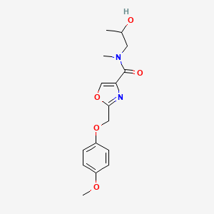 molecular formula C16H20N2O5 B5930034 N-(2-hydroxypropyl)-2-[(4-methoxyphenoxy)methyl]-N-methyl-1,3-oxazole-4-carboxamide 