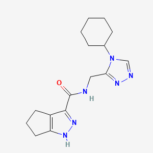 molecular formula C16H22N6O B5930200 N-[(4-cyclohexyl-4H-1,2,4-triazol-3-yl)methyl]-1,4,5,6-tetrahydrocyclopenta[c]pyrazole-3-carboxamide 