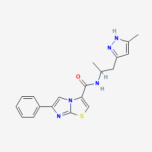 molecular formula C19H19N5OS B5930207 N-[1-methyl-2-(3-methyl-1H-pyrazol-5-yl)ethyl]-6-phenylimidazo[2,1-b][1,3]thiazole-3-carboxamide 