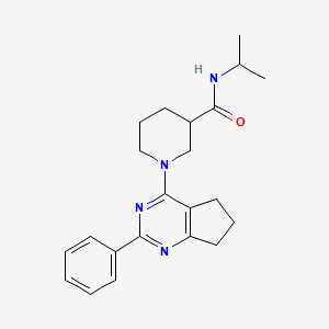 molecular formula C22H28N4O B5930225 N-isopropyl-1-(2-phenyl-6,7-dihydro-5H-cyclopenta[d]pyrimidin-4-yl)piperidine-3-carboxamide 
