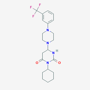molecular formula C21H25F3N4O2 B593051 3-cyclohexyl-6-[4-[3-(trifluoromethyl)phenyl]-1-piperazinyl]-2,4(1H,3H)-pyrimidinedione CAS No. 1883548-87-5