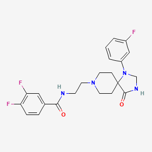 molecular formula C22H23F3N4O2 B593057 3,4-difluoro-N-[2-[1-(3-fluorophenyl)-4-oxo-1,3,8-triazaspiro[4.5]dec-8-yl]ethyl]-benzamide CAS No. 1426916-02-0