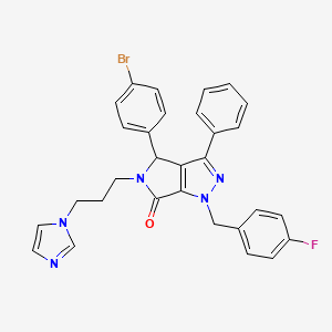molecular formula C30H25BrFN5O B593063 4-(4-bromophenyl)-1-[(4-fluorophenyl)methyl]-4,5-dihydro-5-[3-(1H-imidazol-1-yl)propyl]-3-phenyl-pyrrolo[3,4-c]pyrazol-6(1H)-one CAS No. 1542066-74-9