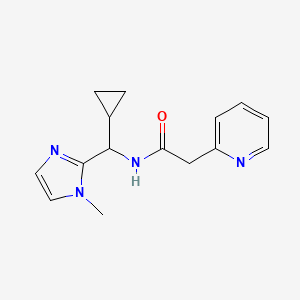 molecular formula C15H18N4O B5931010 N-[cyclopropyl(1-methyl-1H-imidazol-2-yl)methyl]-2-pyridin-2-ylacetamide 