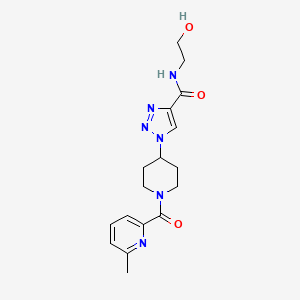 molecular formula C17H22N6O3 B5931152 N-(2-hydroxyethyl)-1-{1-[(6-methylpyridin-2-yl)carbonyl]piperidin-4-yl}-1H-1,2,3-triazole-4-carboxamide 