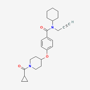 molecular formula C25H32N2O3 B5931265 N-cyclohexyl-4-{[1-(cyclopropylcarbonyl)-4-piperidinyl]oxy}-N-2-propyn-1-ylbenzamide 