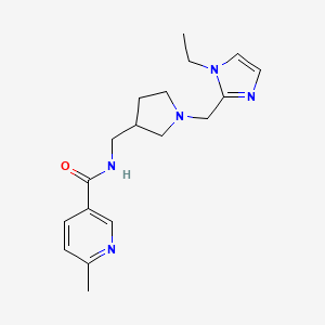 molecular formula C18H25N5O B5931330 N-({1-[(1-ethyl-1H-imidazol-2-yl)methyl]pyrrolidin-3-yl}methyl)-6-methylnicotinamide 