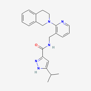 molecular formula C22H25N5O B5931336 N-[[2-(3,4-dihydro-1H-isoquinolin-2-yl)pyridin-3-yl]methyl]-5-propan-2-yl-1H-pyrazole-3-carboxamide 