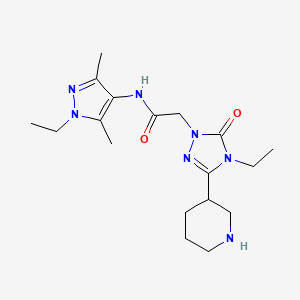 molecular formula C18H29N7O2 B5931364 N-(1-ethyl-3,5-dimethyl-1H-pyrazol-4-yl)-2-[4-ethyl-5-oxo-3-(3-piperidinyl)-4,5-dihydro-1H-1,2,4-triazol-1-yl]acetamide hydrochloride 
