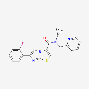 molecular formula C21H17FN4OS B5931441 N-cyclopropyl-6-(2-fluorophenyl)-N-(pyridin-2-ylmethyl)imidazo[2,1-b][1,3]thiazole-3-carboxamide 