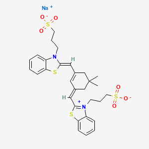 molecular formula C30H34N2NaO6S4 B593147 3-(3-Sulfopropyl)-2-([3-[(3-sulfopropyl)-2-benzothiazolinylidene) methyl]-5,5-dimethyl-2-cyclohexen-1-ylidene]methyl)benzothiazolium inner salt sodium salt CAS No. 138623-83-3
