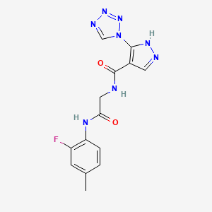 molecular formula C14H13FN8O2 B5931683 N-[2-(2-fluoro-4-methylanilino)-2-oxoethyl]-5-(tetrazol-1-yl)-1H-pyrazole-4-carboxamide 