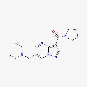 molecular formula C16H23N5O B5931780 N-ethyl-N-{[3-(pyrrolidin-1-ylcarbonyl)pyrazolo[1,5-a]pyrimidin-6-yl]methyl}ethanamine 