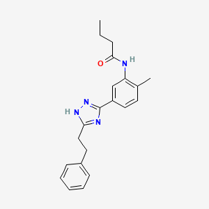 molecular formula C21H24N4O B5932038 N-{2-methyl-5-[3-(2-phenylethyl)-1H-1,2,4-triazol-5-yl]phenyl}butanamide 