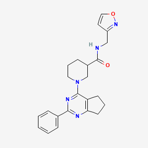 molecular formula C23H25N5O2 B5932222 N-(isoxazol-3-ylmethyl)-1-(2-phenyl-6,7-dihydro-5H-cyclopenta[d]pyrimidin-4-yl)piperidine-3-carboxamide 