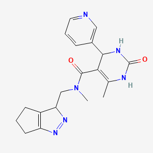 molecular formula C19H22N6O2 B5932228 N,6-dimethyl-2-oxo-4-pyridin-3-yl-N-(3,4,5,6-tetrahydrocyclopenta[c]pyrazol-3-ylmethyl)-1,2,3,4-tetrahydropyrimidine-5-carboxamide 