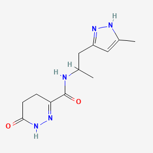 molecular formula C12H17N5O2 B5932459 N-[1-methyl-2-(3-methyl-1H-pyrazol-5-yl)ethyl]-6-oxo-1,4,5,6-tetrahydropyridazine-3-carboxamide 