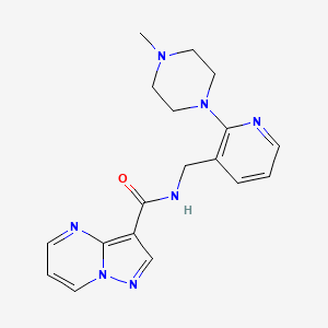 molecular formula C18H21N7O B5932539 N-{[2-(4-methylpiperazin-1-yl)pyridin-3-yl]methyl}pyrazolo[1,5-a]pyrimidine-3-carboxamide 