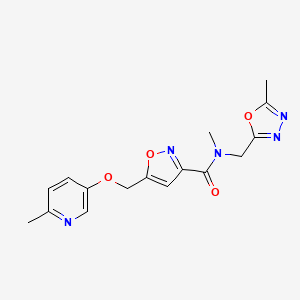 molecular formula C16H17N5O4 B5932821 N-methyl-N-[(5-methyl-1,3,4-oxadiazol-2-yl)methyl]-5-{[(6-methylpyridin-3-yl)oxy]methyl}isoxazole-3-carboxamide 
