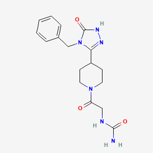 molecular formula C17H22N6O3 B5932973 N-{2-[4-(4-benzyl-5-oxo-4,5-dihydro-1H-1,2,4-triazol-3-yl)piperidin-1-yl]-2-oxoethyl}urea 