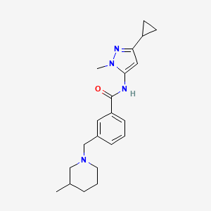 molecular formula C21H28N4O B5932979 N-(3-cyclopropyl-1-methyl-1H-pyrazol-5-yl)-3-[(3-methylpiperidin-1-yl)methyl]benzamide 