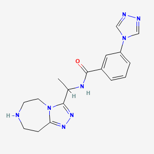 molecular formula C17H20N8O B5933044 N-[1-(6,7,8,9-tetrahydro-5H-[1,2,4]triazolo[4,3-d][1,4]diazepin-3-yl)ethyl]-3-(4H-1,2,4-triazol-4-yl)benzamide 
