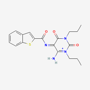 molecular formula C19H21N4O3S+ B593312 N-(4-amino-2,6-dioxo-1,3-dipropylpyrimidin-3-ium-5-ylidene)-1-benzothiophene-2-carboxamide CAS No. 139348-57-5