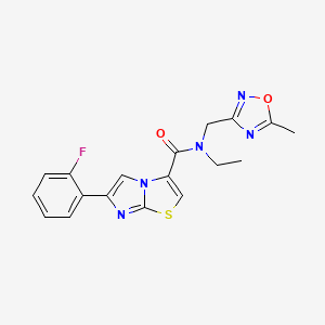 molecular formula C18H16FN5O2S B5933447 N-ethyl-6-(2-fluorophenyl)-N-[(5-methyl-1,2,4-oxadiazol-3-yl)methyl]imidazo[2,1-b][1,3]thiazole-3-carboxamide 