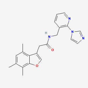 molecular formula C22H22N4O2 B5933622 N-{[2-(1H-imidazol-1-yl)pyridin-3-yl]methyl}-2-(4,6,7-trimethyl-1-benzofuran-3-yl)acetamide 