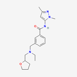 molecular formula C20H28N4O2 B5933665 N-(1,3-dimethyl-1H-pyrazol-5-yl)-3-{[ethyl(tetrahydrofuran-2-ylmethyl)amino]methyl}benzamide 