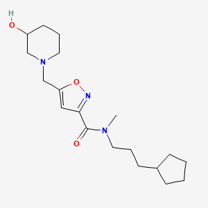 molecular formula C19H31N3O3 B5933794 N-(3-cyclopentylpropyl)-5-[(3-hydroxypiperidin-1-yl)methyl]-N-methylisoxazole-3-carboxamide 