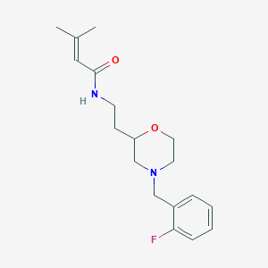 molecular formula C18H25FN2O2 B5933797 N-{2-[4-(2-fluorobenzyl)morpholin-2-yl]ethyl}-3-methylbut-2-enamide 