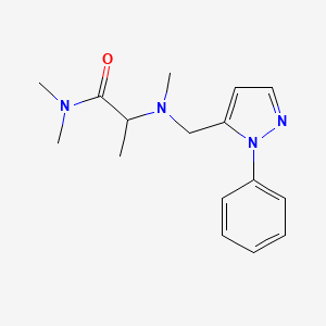 molecular formula C16H22N4O B5933992 N,N-dimethyl-2-{methyl[(1-phenyl-1H-pyrazol-5-yl)methyl]amino}propanamide 