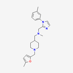 molecular formula C24H32N4O B5934121 N-methyl-1-{1-[(5-methyl-2-furyl)methyl]-4-piperidinyl}-N-{[1-(3-methylphenyl)-1H-imidazol-2-yl]methyl}methanamine 