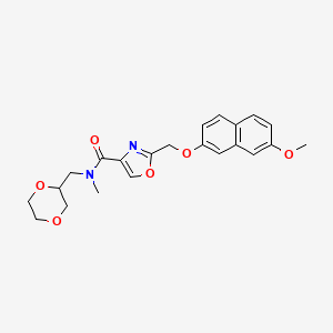 molecular formula C22H24N2O6 B5934142 N-(1,4-dioxan-2-ylmethyl)-2-{[(7-methoxy-2-naphthyl)oxy]methyl}-N-methyl-1,3-oxazole-4-carboxamide 