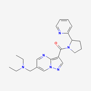 molecular formula C21H26N6O B5934379 N-ethyl-N-({3-[(2-pyridin-2-ylpyrrolidin-1-yl)carbonyl]pyrazolo[1,5-a]pyrimidin-6-yl}methyl)ethanamine 