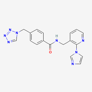 molecular formula C18H16N8O B5934420 N-{[2-(1H-imidazol-1-yl)pyridin-3-yl]methyl}-4-(1H-tetrazol-1-ylmethyl)benzamide 