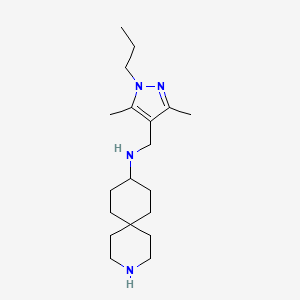 molecular formula C19H34N4 B5934425 N-[(3,5-dimethyl-1-propyl-1H-pyrazol-4-yl)methyl]-3-azaspiro[5.5]undecan-9-amine 