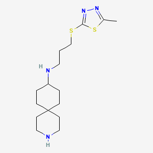 molecular formula C16H28N4S2 B5934721 N-{3-[(5-methyl-1,3,4-thiadiazol-2-yl)thio]propyl}-3-azaspiro[5.5]undecan-9-amine dihydrochloride 