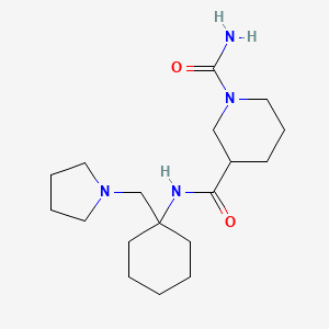 molecular formula C18H32N4O2 B5934824 N~3~-[1-(pyrrolidin-1-ylmethyl)cyclohexyl]piperidine-1,3-dicarboxamide 