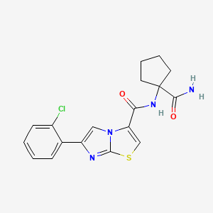 molecular formula C18H17ClN4O2S B5934981 N-[1-(aminocarbonyl)cyclopentyl]-6-(2-chlorophenyl)imidazo[2,1-b][1,3]thiazole-3-carboxamide 