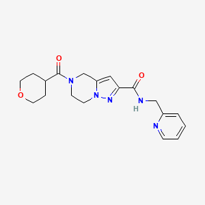 molecular formula C19H23N5O3 B5935054 N-(pyridin-2-ylmethyl)-5-(tetrahydro-2H-pyran-4-ylcarbonyl)-4,5,6,7-tetrahydropyrazolo[1,5-a]pyrazine-2-carboxamide 