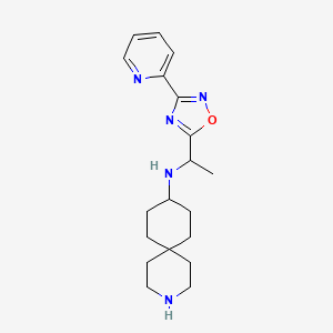 molecular formula C19H27N5O B5935126 N-{1-[3-(2-pyridinyl)-1,2,4-oxadiazol-5-yl]ethyl}-3-azaspiro[5.5]undecan-9-amine dihydrochloride 