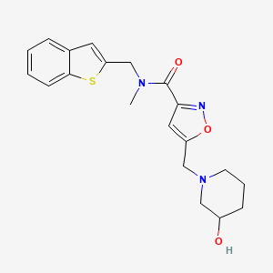molecular formula C20H23N3O3S B5935189 N-(1-benzothien-2-ylmethyl)-5-[(3-hydroxypiperidin-1-yl)methyl]-N-methylisoxazole-3-carboxamide 